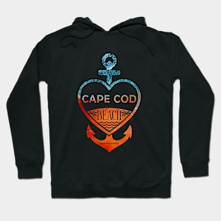 Cape Cod Beach, Massachusetts, Sandy Heart Ship Anchor Hoodie